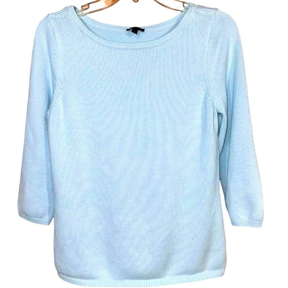 Talbots Women's Round Neck Cotton Knit
Sweater Baby Blue/Powder Blue petite L